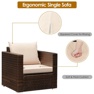 Made of sturdy steel and premium rattan  the sofa set is sturdy and durable which can be used for a long time. Â  Comes with a tempered glass top table  not only can you place some drinks or snacks on the hard tabletop to take conveniently but also some d