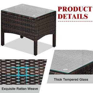 Made of high-quality PE rattan with strong toughness  it is not easy to break<br>Sturdy metal frame structure with superior load-bearing performance<br>A soft sponge filled cushions  comfortable and breathable<br>The thick tempered glass tabletop is sturd