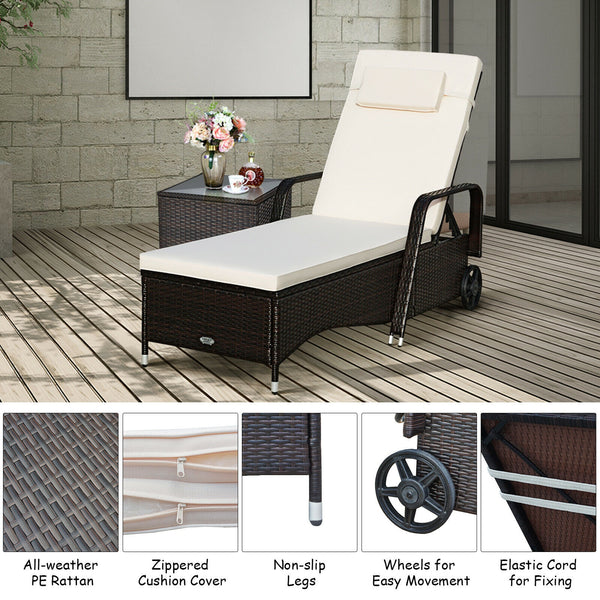 6-position adjustable backrest for recliner allows you to sit up  lean back  or lay down<br>Cushions are filled with thick sponge gives softness for ultimate seating comfort<br>High-quality PE rattan and solid metal frame are sturdy enough to withstand yo