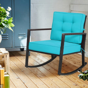 Sturdy and durable frame with exquisite rattan <br>Comfortable and safe rocking function <br>Thick and soft cushion for seat and back <br>Cushions are fixed by strings to prevent a move <br>Pads at the bottom can avoid sliding and protect rattan <br>Desig