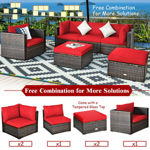Durable rattan and sturdy steel materials are used to ensure a long lifespan <br>Thick and soft cushions for comfortable (pillows not included) <br>Removable and washable cushion cover with zipper <br>Free and flexible combination to meet your different n
