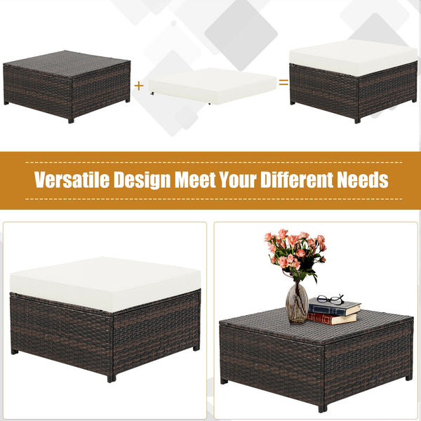 Durable and weather-resistant material can be used for a long time<br>Sturdy frame ensures strong stability and large bearing capacity<br>Removable cushion cover with zipper makes it convenient to clean<br>Soft sponge cushions and pillows provide more com
