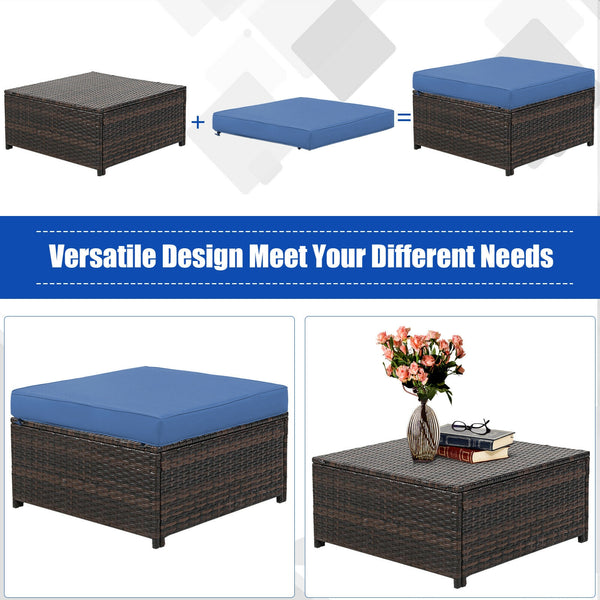 Durable and weather-resistant material can be used for a long time<br>Sturdy frame ensures strong stability and large bearing capacity<br>Removable cushion cover with zipper makes it convenient to clean<br>Soft sponge cushions and pillows provide more com