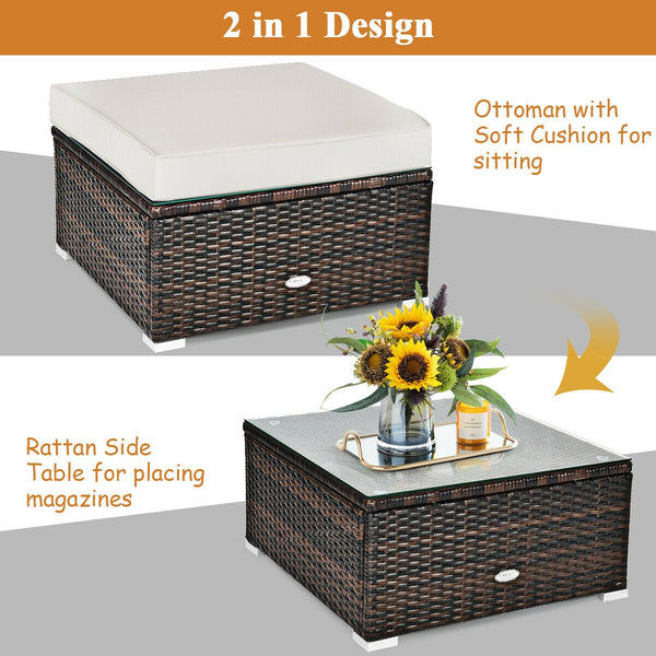 Durable rattan and sturdy steel materials are used to ensure a long lifespan <br>Thick and soft cushions for comfortable (pillows not included) <br>Removable and washable cushion cover with zipper <br>Free and flexible combination to meet your different n