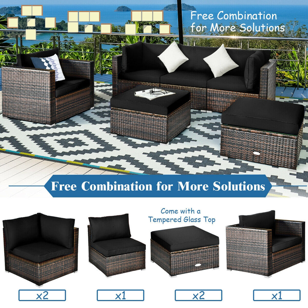 Durable rattan and sturdy steel materials are used to ensure a long lifespan <br>Thick and soft cushions for comfortable (pillows not included) <br>Removable and washable cushion cover with zipper <br>Free and flexible combination to meet your different n