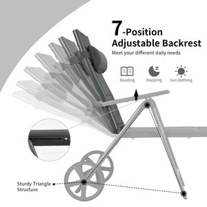 This cotton-padded patio chaise lounge chair is really utility and functional in your daily life. Â  With our lounge chair  you can do multiple outdoor activities  like fishing  sunbathing or taking a nap. The adjustable backrest helps you find out the mo