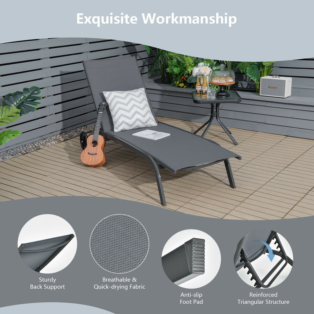 Heavy duty steel frame with anti-rust surface for steady performance Non-slip foot pads for additional stability and floor protection Avoid stuffiness with breathable and fast-drying fabric 6-position adjustable backrest for various demands Suitable for r