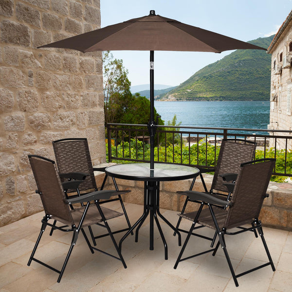 These 4 folding chairs are a good choice for relaxation  rest and entertainment. Â  These folding chairs with rugged frame is rust-proof  which can withstand the toughest weather conditions. Besides  it is with breathable stretch fabric  well ventilated a