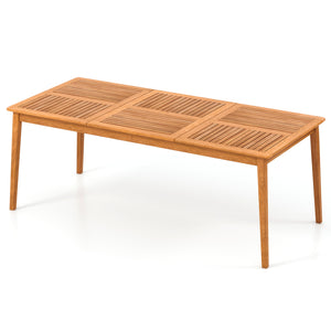 Solid acacia wood with splinter-free surface for stable support <br>The natural wood finish adds a warm and inviting ambiance<br>Designed to comfortably seat 8  it's perfect for outdoor gatherings<br>Allow you to add shade thanks to the 1.96" reserved umb