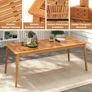 Solid acacia wood with splinter-free surface for stable support <br>The natural wood finish adds a warm and inviting ambiance<br>Designed to comfortably seat 8  it's perfect for outdoor gatherings<br>Allow you to add shade thanks to the 1.96" reserved umb