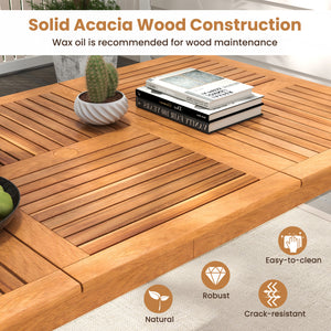 Solid acacia wood with splinter-free surface for stable support <br>The natural wood finish adds a warm and inviting ambiance<br>Designed to comfortably seat 8  it's perfect for outdoor gatherings<br>Allow you to add shade thanks to the 1.96" reserved umb