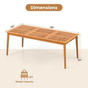 Solid acacia wood with splinter-free surface for stable support <br>The natural wood finish adds a warm and inviting ambiance<br>Designed to comfortably seat 8  it's perfect for outdoor gatherings<br>Allow you to add shade thanks to the 1.96" reserved umb