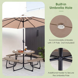 Package will be delivered in 2 boxes (Box 1 includes table and bench panels  Box 2 includes steel frame and hardware)<br>8-person picnic table set is perfect for small parties or gatherings<br>Crafted with all weather HDPE for longevity<br>Metal frame wit