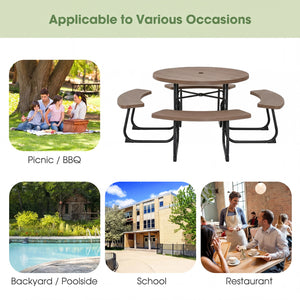Package will be delivered in 2 boxes (Box 1 includes table and bench panels  Box 2 includes steel frame and hardware)<br>8-person picnic table set is perfect for small parties or gatherings<br>Crafted with all weather HDPE for longevity<br>Metal frame wit