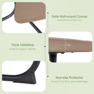 Package will be delivered in 2 boxes (Box 1 includes table and bench panels  Box 2 includes steel frame and hardware)<br>8-person picnic table set is perfect for small parties or gatherings<br>Crafted with all weather HDPE for longevity<br>Metal frame wit