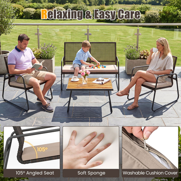Hand-woven and sun-proof PE rattan for lasting outdoor longevity<br>Unmatched coolness with breathable design<br>105Â° angled seat for proper back support<br>Incredible seating comfort with soft sponge<br>The washable cushion cover ensures effortless main