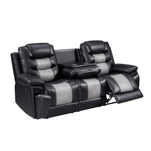 Nikko - Sofa With Power Footrest - Black / Gray