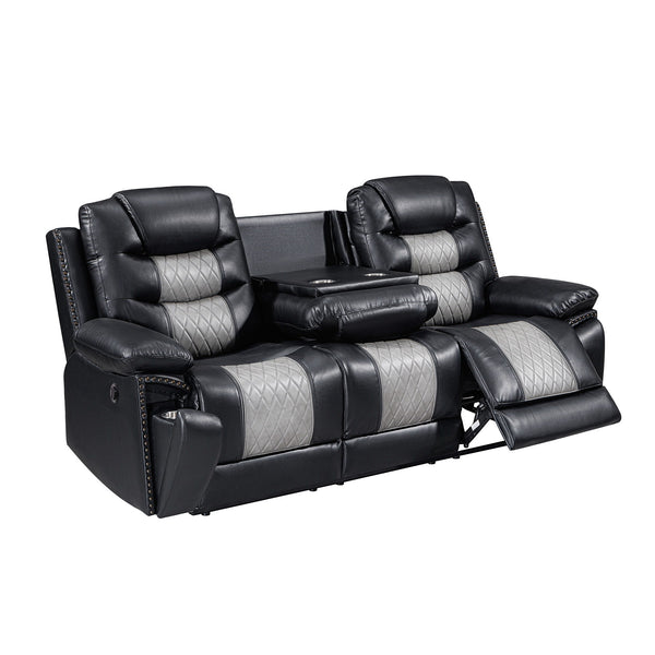 Nikko - Sofa With Power Footrest - Black / Gray