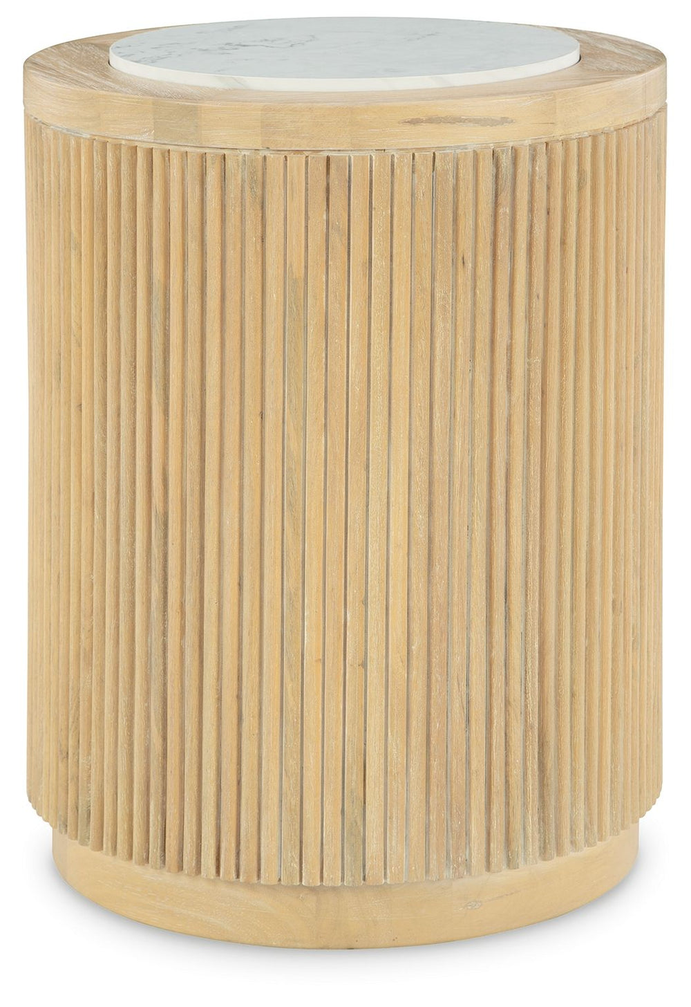 Elegance meets earthy charm in this end table. Crafting a contemporary living room? The faux marble top expertly pairs with the reeded base for a trend-right take on day-to-day function. Itâ€™s an ideal spot to rest remotes, a drink or small decorative ac