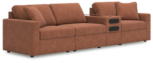 Looking cool and contemporary is great. But when it comes down to it, youâ€™re all about low-maintenance lounging. With the performance fabric on this sectional with audio system, cleaning spills is a breeze. Its customizable modular design caters to your
