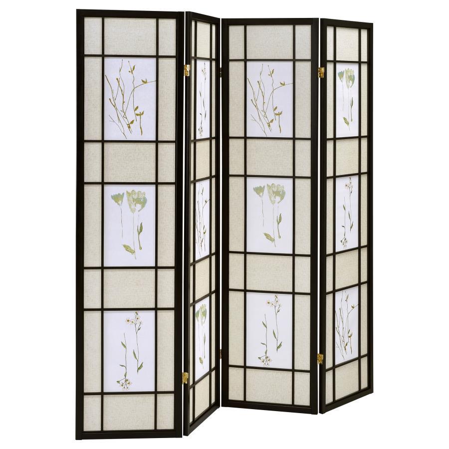 The world may be getting smaller, but some things still warrant privacy. Put on makeup or fill up a diary in secret behind this four-panel screen. Framed in black, panels can be pulled close or extended to customize your secrecy. Panel screens come in a f