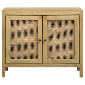 Zamora - 2-Door Wood Accent Cabinet With Woven Cane - Natural