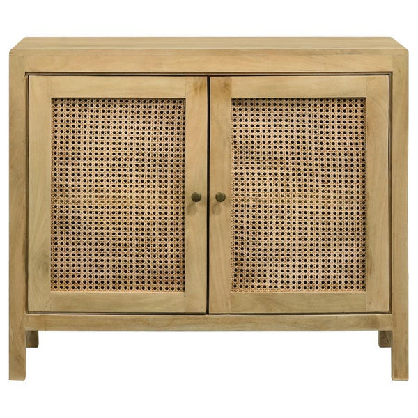 Zamora - 2-Door Wood Accent Cabinet With Woven Cane - Natural