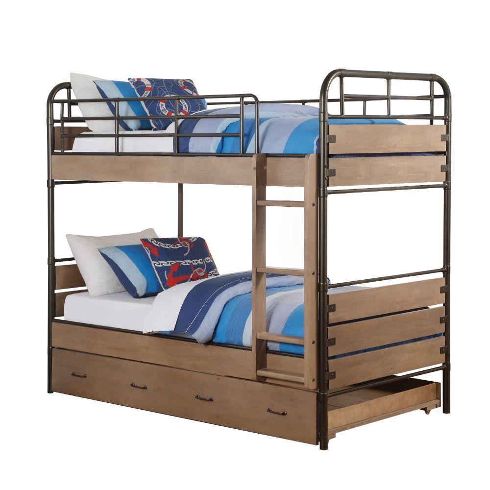 Drawing from tradition, the Adams youth bedroom collection will definitely anchor your home. The bed is constructed with metal frame with wood panels, featuring a clean yet stylish design. A trundle bed is included for space saving. This collection is the
