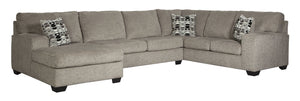 A mastery in less is more, this sectional manages to make cool, contemporary design so warm and cozy. A new twist on neutral, the sectionalâ€™s soothing -"platinum-" tone upholstery is incredibly plush to the touch. Gently rounded corners give the clean-l