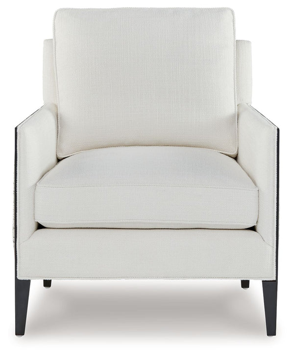 with the exterior fabric in varying neutral hues contrasting the ivory seat. With this chair