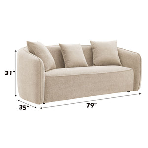 Keith - Sofa With 3 Pillows - Beige Chenille