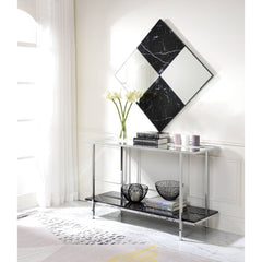 A perfect pick for any contemporary space, this Angwin wall mirror can be displayed as a square or in a diamond shape. By placing it behind the lamp to diffuse light, it will create a unique and enchanting look with its checkered pattern. With a combinati