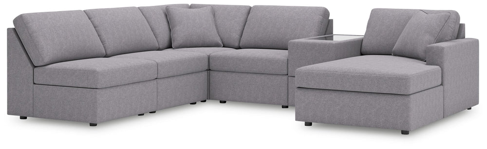 Looking cool and contemporary is great. But when it comes down to it, youâ€™re all about low-maintenance lounging. With the performance fabric on this sectional with chaise, cleaning spills is a breeze. Its customizable modular design caters to your ever-