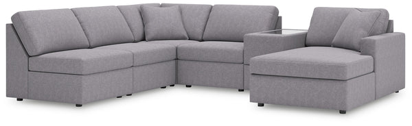 Looking cool and contemporary is great. But when it comes down to it, youâ€™re all about low-maintenance lounging. With the performance fabric on this sectional with chaise, cleaning spills is a breeze. Its customizable modular design caters to your ever-
