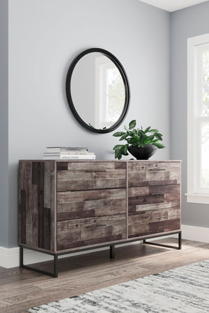  canted metal legs and a rustic butcher block finish over replicated pine grain texture. Its mid-ce
