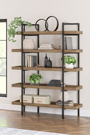  this bookcase encourages you to work or study in style. Its mixed-material design brings a trendy