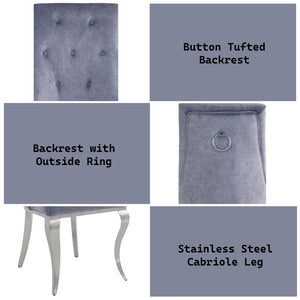 Dekel - Side Chair (Set of 2) - Gray Fabric & Stainless Steel