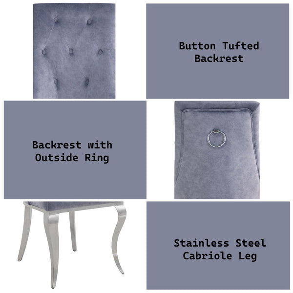 Dekel - Side Chair (Set of 2) - Gray Fabric & Stainless Steel