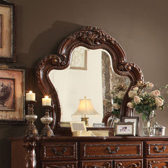 The Dresden beveled Mirror is crafted with the finest solid woods with veneers in cherry oak finish. Dresden Collection is enhanced by remarkable marquetry and generously carved wood elements.<br/><br/><b>Product Features</b><ul><li>Mirror: Beveled</li><l