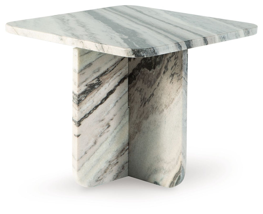 Artful. Sculptural. Stylish. All are apt descriptions of this accent cocktail table. Crafted with stunning marble in varying neutral tones, it offers an elevated interpretation of everyday style. Whether it-'s making a statement standing alone or adorned 