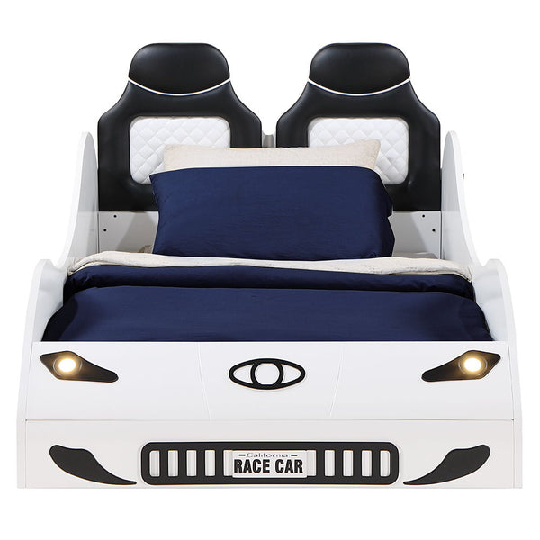  this bed offers both comfort and style. The realistic wheel trim and LED ligh
