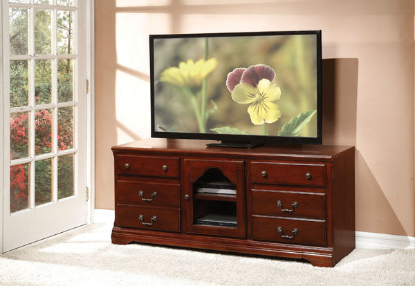 The Hercules TV stand traditional style will blend masterfully in your living room area. The storage feature offers plenty of space to keep your entertainment components: two glass doors, and two media compartments. Carefully constructed from selected woo