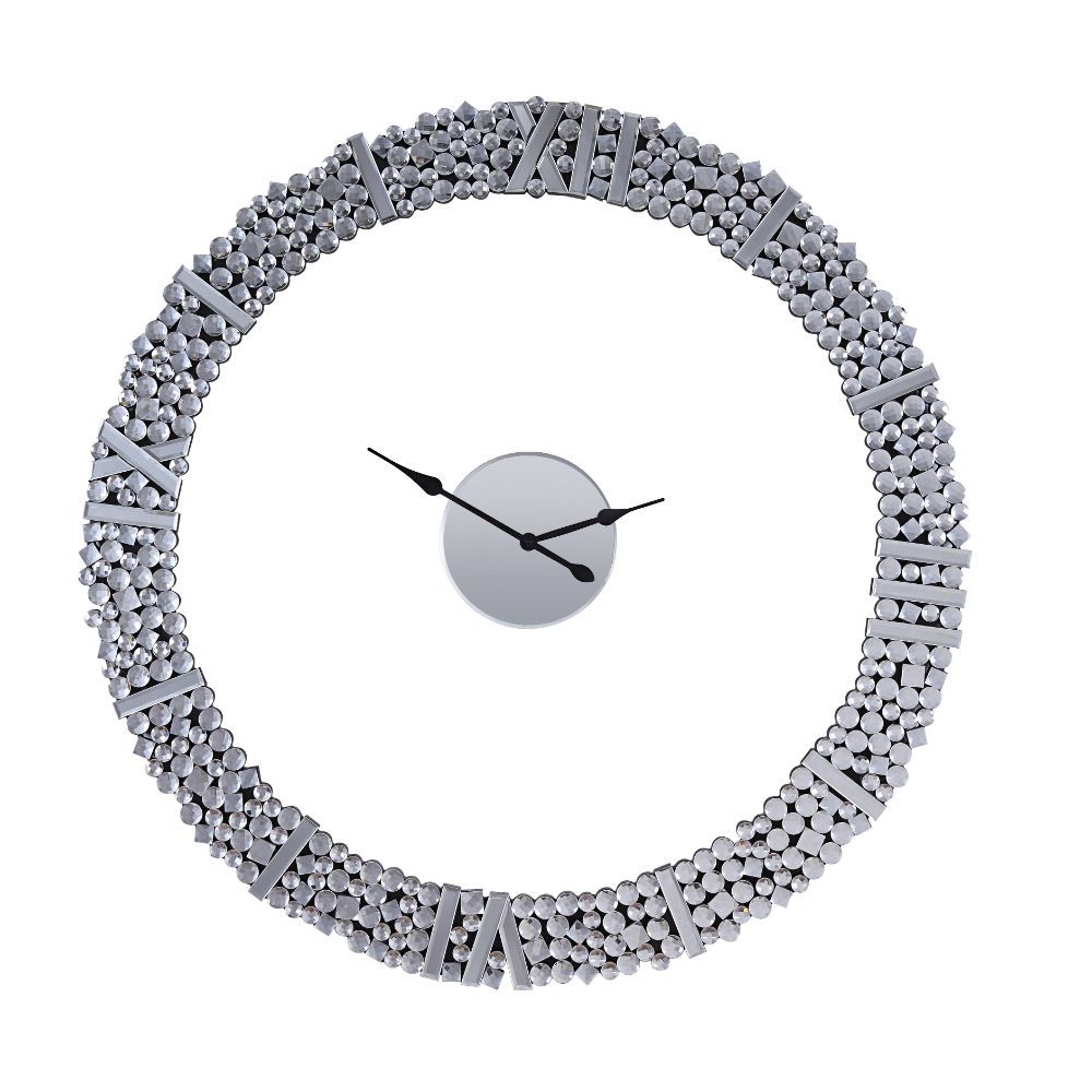 The march of time is predictable, but that doesn-'t mean the appearance of your clock has to be! This design is sure to work as a focal point in any ensemble with features like a striking round silhouette, and mirrored panels with faux gems. The Kachina w