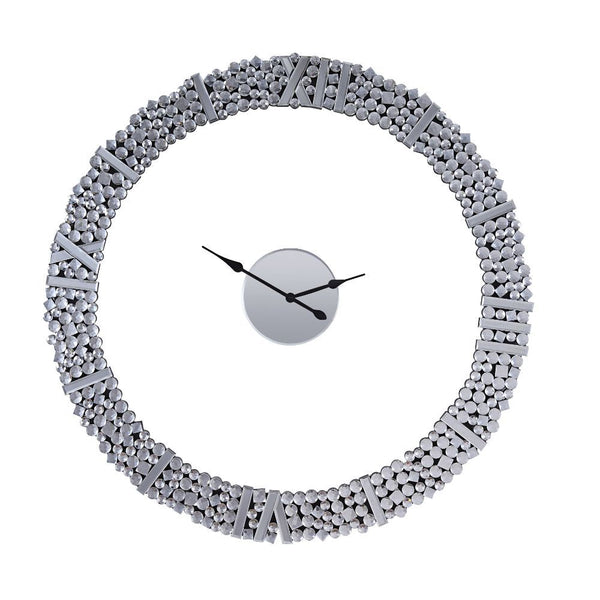 The march of time is predictable, but that doesn-'t mean the appearance of your clock has to be! This design is sure to work as a focal point in any ensemble with features like a striking round silhouette, and mirrored panels with faux gems. The Kachina w