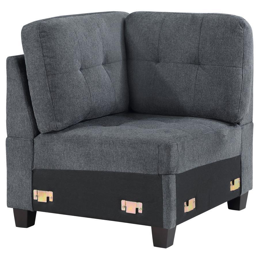 Complete your modular sectional with this corner chair, designed to maximize seating and style in your living space. Upholstered in a beautiful fabric, this chair seamlessly blends into transitional decor while offering exceptional comfort. The corner des