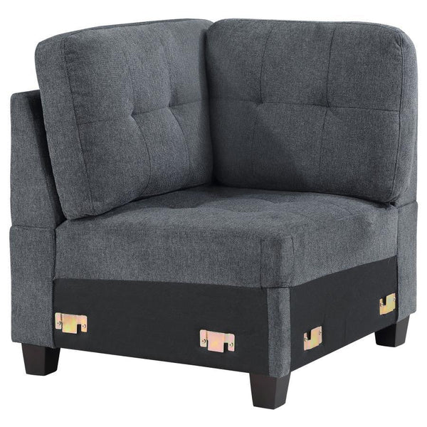 Complete your modular sectional with this corner chair, designed to maximize seating and style in your living space. Upholstered in a beautiful fabric, this chair seamlessly blends into transitional decor while offering exceptional comfort. The corner des