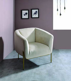 This beautiful Carlson accent chair is the perfect addition to any contemporary home. Its luxurious velvet fabric and comfortable barrel backrest add sophistication to any room. Featuring elegant chrome legs and high-shelter armrests that will make you fe