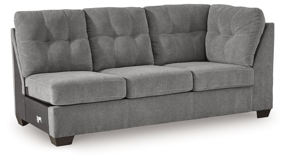 This right-arm facing sofa is made with polyester upholstery. Pairs with other items in the series to make a sectional.<br><br><b>Additional Dimensions</b><br><ul><li>Arm height: 38-"</li><li>Seat depth: 23-"</li><li>Seat height: 20-"</li><li>Top of cushi