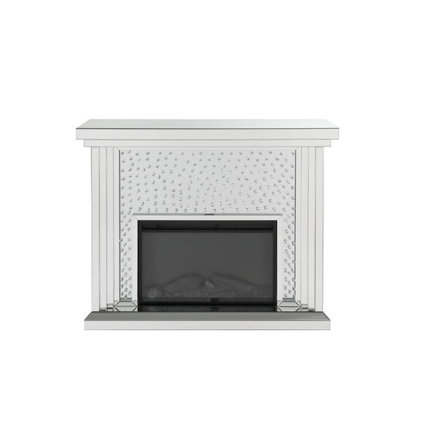  Clear Glass with Faux Crystal Inlay (Back Unfinished) Orientation: Free Standing NO Storage Specifications: Electric Fireplace (LED)