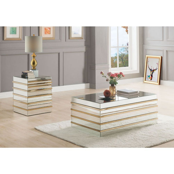  Rectangular Coffee Table NO Storage CONSTRUCTION Mirrored Case-Frame with Titanium Stainless Steel Trim: Mirror